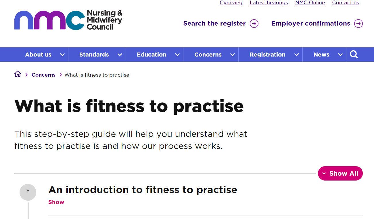 nmc what is fitness to practise